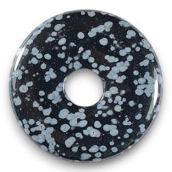 Donut en obsidienne neige du Mexique - 30 mm